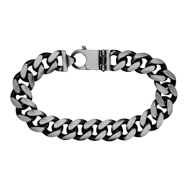 Bowery Cuban Curb Bracelet in Sterling Silver Black Ruthenium Finish