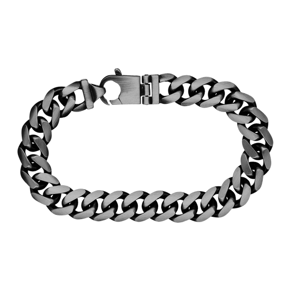 Bowery Cuban Curb Bracelet in Sterling Silver Black Ruthenium Finish