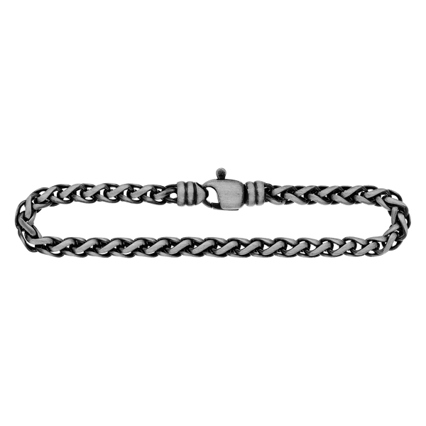 Wall St. Wheat Bracelet in Sterling Silver Black Ruthenium Finish
