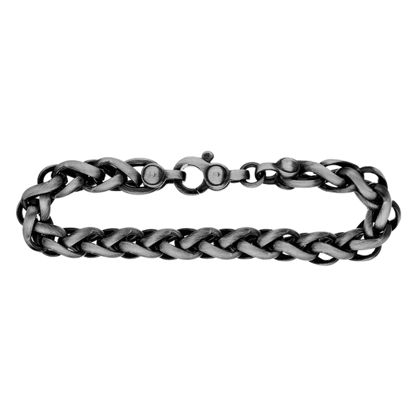 Wall St. Wheat Bracelet in Sterling Silver Black Ruthenium Finish