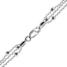 Load image into Gallery viewer, Triboro Triple Strand Beaded Cable Chain Necklace in Sterling Silver

