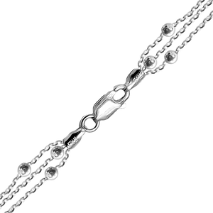 Triboro Triple Strand Beaded Cable Chain Necklace in Sterling Silver
