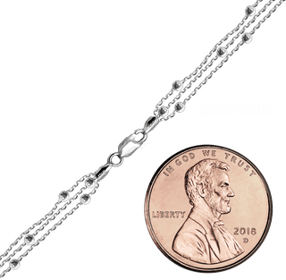 Triboro Triple Strand Beaded Cable Chain Necklace in Sterling Silver