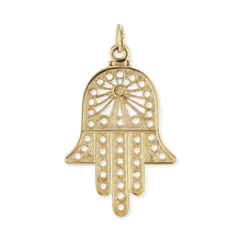 Load image into Gallery viewer, ITI NYC Hamsa Filigree Pendant in 14K Gold
