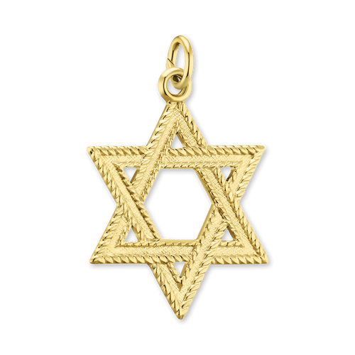 ITI NYC Star of David Pendant with Detailed Edge in 14K Gold