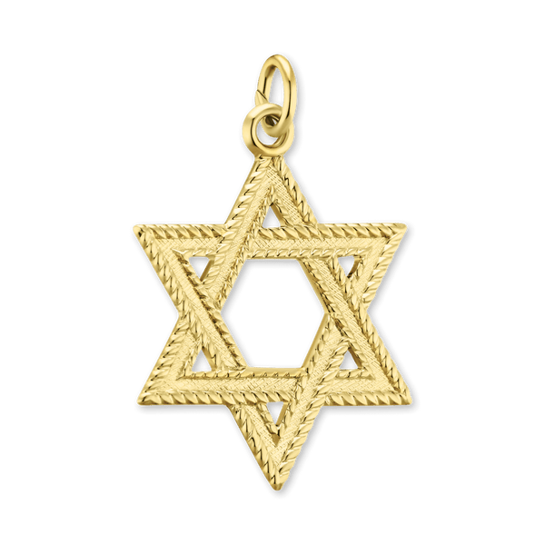ITI NYC Star of David Pendant with Detailed Edge in 14K Gold
