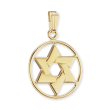 Load image into Gallery viewer, ITI NYC Star of David in Circle Pendant in 14K Gold
