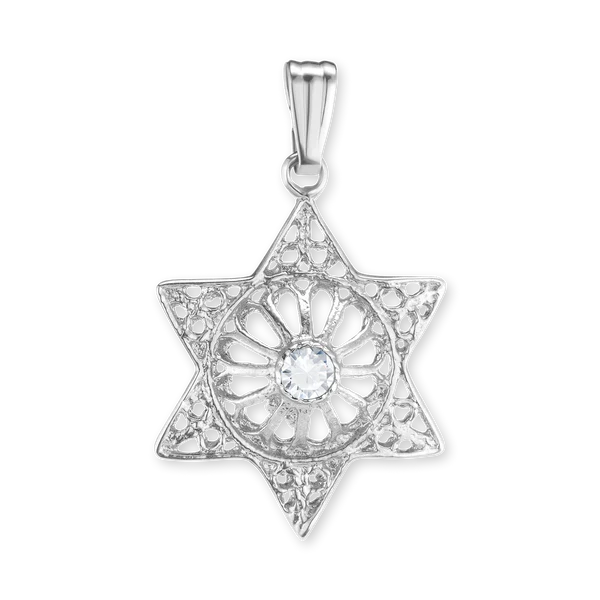 ITI NYC Star of David Filigree Pendant with Cubic Zirconia in Sterling Silver