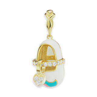 White and Blue Baby Shoe with CZ's (28 x 10mm)