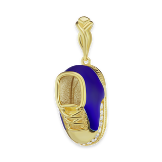 Blue Baby Shoe Charm with CZ's (28 x 10 mm)