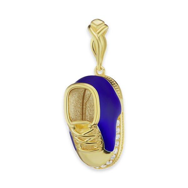 Blue Baby Shoe Charm with CZ's (28 x 10 mm)