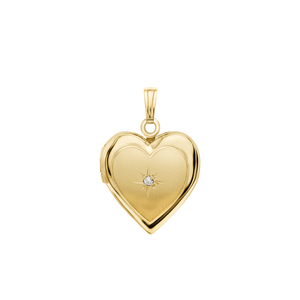 ITI NYC Heart Locket with Diamonds in 14K Gold with Optional Engraving (13 mm - 15 mm)
