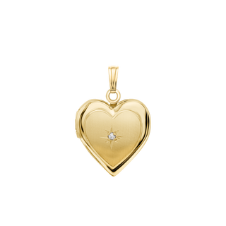Heart Locket with Diamonds in 14K Gold with Optional Engraving (13 mm)