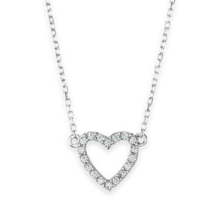 Open Heart Necklace in Sterling Silver (13 x 10 mm)