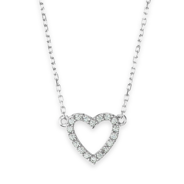 Open Heart Necklace in Sterling Silver (13 x 10 mm)