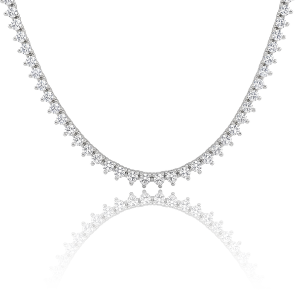 Tennis Necklace with Natural Diamond Stones (April Birthstones) in 18K Gold (1.75 mm - 4.0 mm)