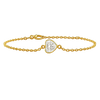 Diamond or Gemstone Heart Bezel Charm in 14K Yellow Round Cable Bracelet