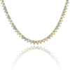 Tennis Necklace with Opal Stones (October Birthstones) in 14K Gold (1.75 mm - 4.0 mm)