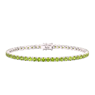 Tennis Bracelet with Peridot Colored CZ in Sterling Silver (2 mm - 4 mm)