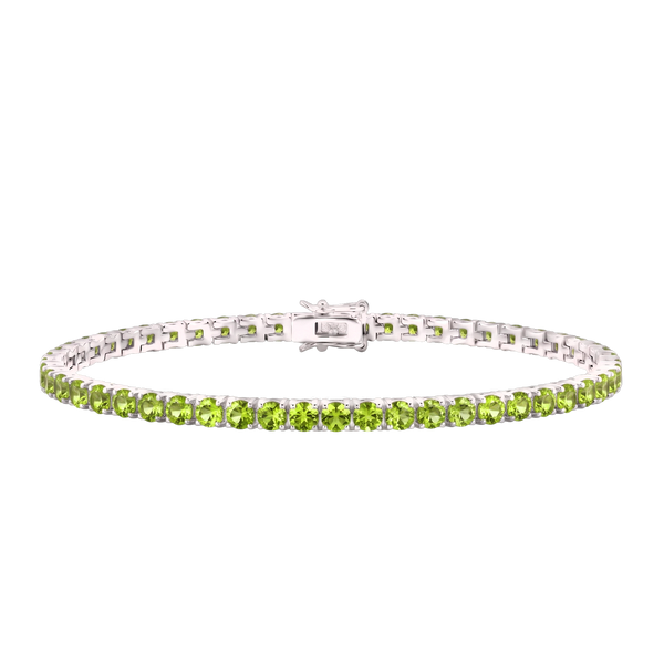 Tennis Bracelet with Peridot Colored CZ in Sterling Silver (2 mm - 4 mm)