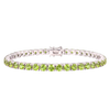 Tennis Bracelet with Peridot Colored CZ in Sterling Silver (2 mm - 4 mm)