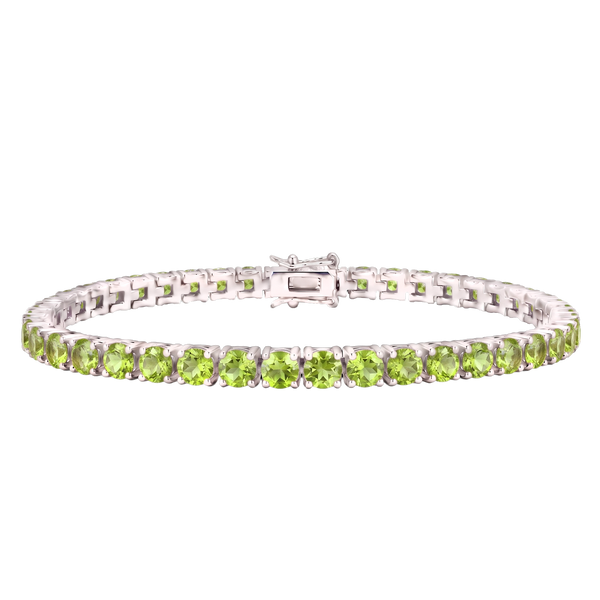 Tennis Bracelet with Peridot Colored CZ in Sterling Silver (2 mm - 4 mm)