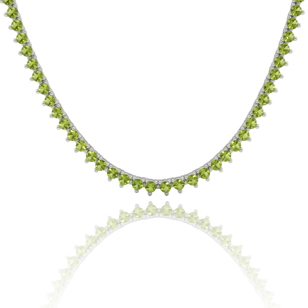 Tennis Necklace with Peridot Stones (August Birthstones) in 14K Gold (1.75 mm - 4.0 mm)