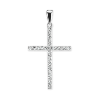 ITI NYC Classic Roman Cross Pendant with Cubic Zirconia in Sterling Silver