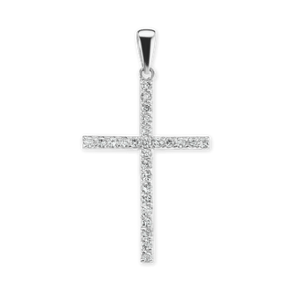 ITI NYC Classic Roman Cross Pendant with Cubic Zirconia in Sterling Silver