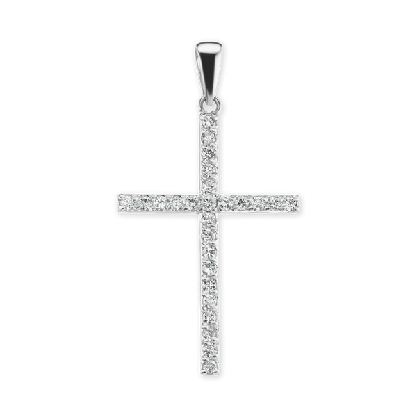 ITI NYC Classic Roman Cross Pendant with Cubic Zirconia in Sterling Silver