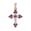 ITI NYC Trinity Cross Pendant with Purple Cubic Zirconia in Sterling Silver