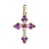 ITI NYC Trinity Cross Pendant with Purple Cubic Zirconia in Sterling Silver
