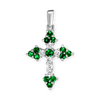 ITI NYC Trinity Cross Pendant with Green Cubic Zirconia in Sterling Silver