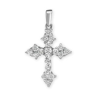 ITI NYC Trinity Cross Pendant with Cubic Zirconia in Sterling Silver