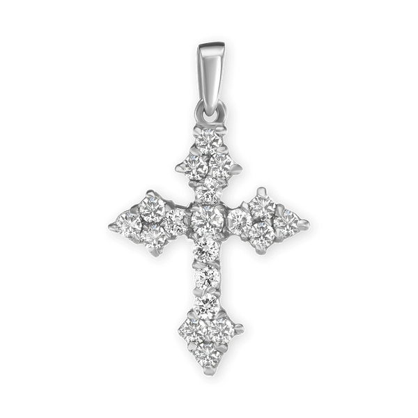 ITI NYC Trinity Cross Pendant with Cubic Zirconia in Sterling Silver