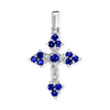 ITI NYC Trinity Cross Pendant with Dark Blue Cubic Zirconia in Sterling Silver