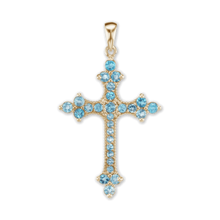 ITI NYC Trinity Cross Pendant with Light Blue Cubic Zirconia in Sterling Silver