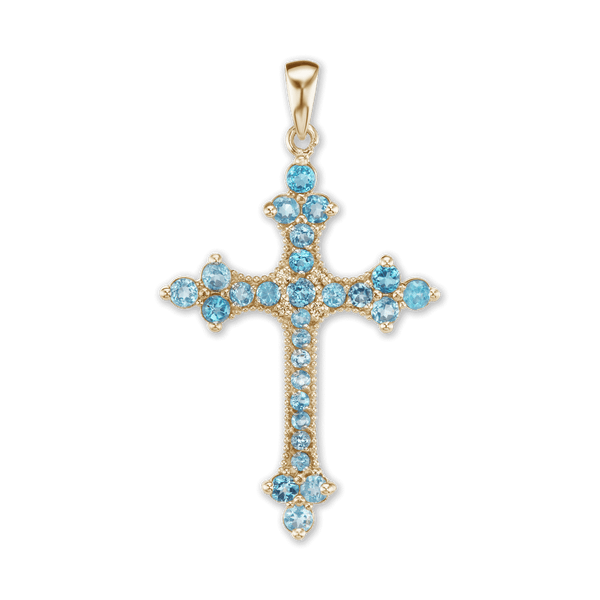 ITI NYC Trinity Cross Pendant with Light Blue Cubic Zirconia in Sterling Silver