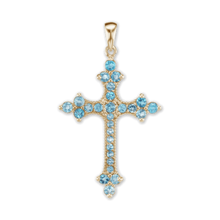 ITI NYC Trinity Cross Pendant with Light Blue Cubic Zirconia in Sterling Silver