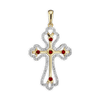 ITI NYC Trefoil Cross Pendant with Orange Cubic Zirconia in Sterling Silver