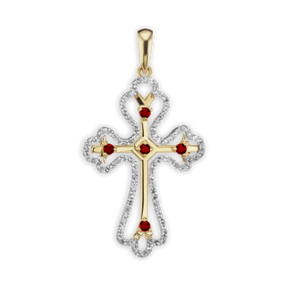 ITI NYC Trefoil Cross Pendant with Orange Cubic Zirconia in Sterling Silver