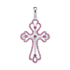 ITI NYC Trefoil Cross Pendant with Pink Cubic Zirconia in Sterling Silver