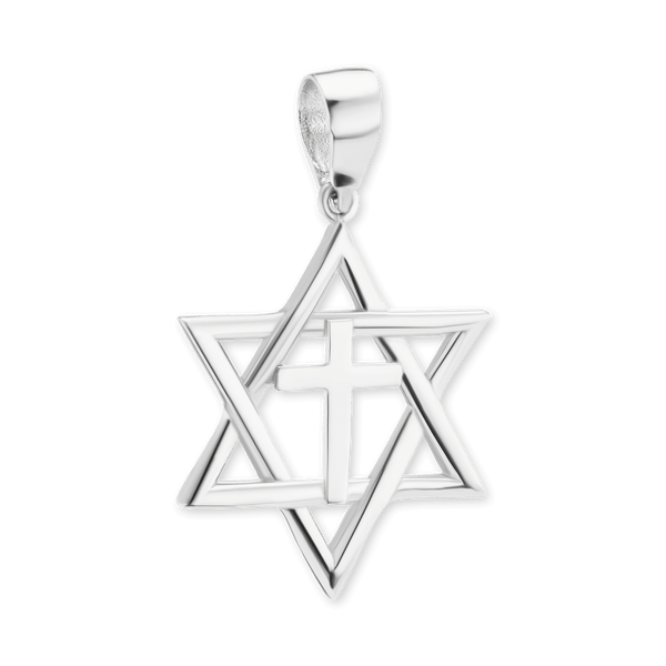 ITI NYC Star of David Pendant with Cross in Sterling Silver