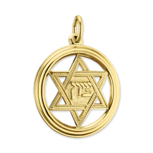 Load image into Gallery viewer, ITI NYC Star of David in Circle Pendant in 14K Gold
