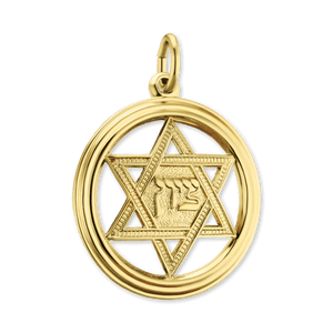 ITI NYC Star of David in Circle Pendant in 14K Gold