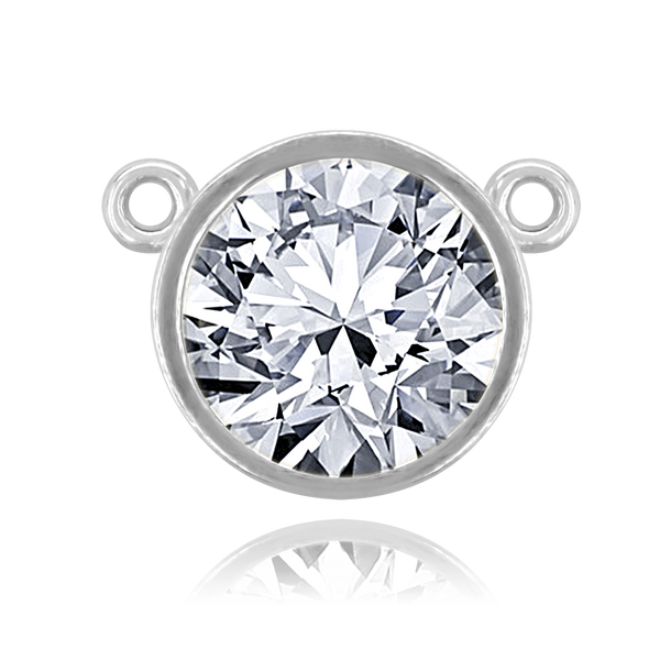 ITI NYC Round Bezel Pendants with Rings in Sterling Silver (3.00 mm - 8.00 mm)