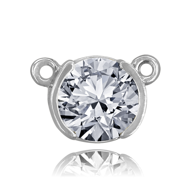 ITI NYC Round Half Bezel Pendants with Rings in Sterling Silver (3.60 mm - 7.00 mm)
