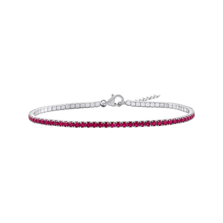 Tennis Bracelet with Ruby Colored CZ in Sterling Silver (2 mm - 4 mm)