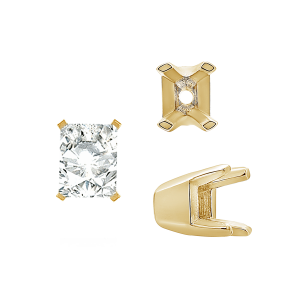 ITI NYC Four Prong Round V-Side Settings in 14K Gold (4.00 mm - 9.25 mm)