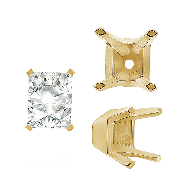 ITI NYC Four Prong Round V-Side Settings in 14K Gold (4.00 mm - 9.25 mm)